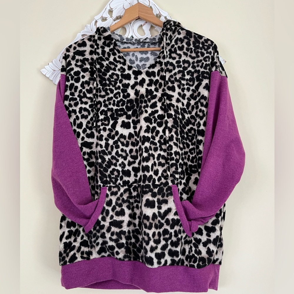 Leopard Print Fleece Hoodie